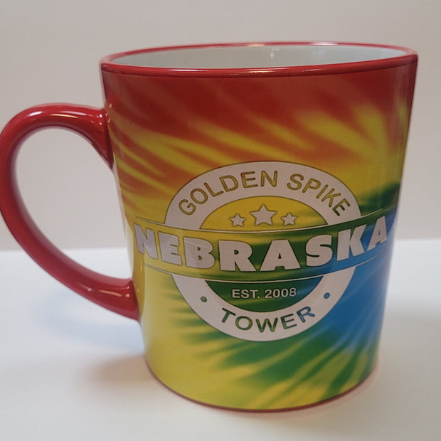 Tye dye Golden Spike Tower mug