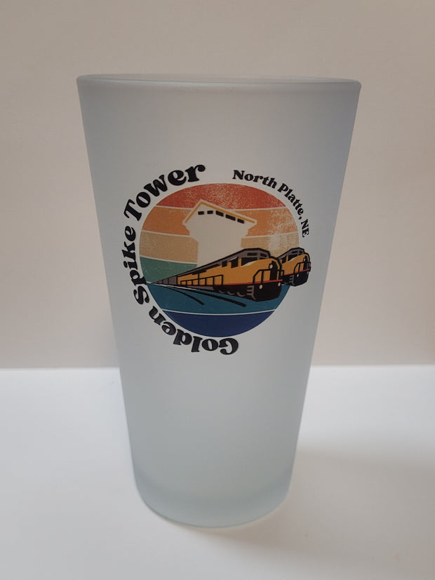 Golden Spike Tower pint glass